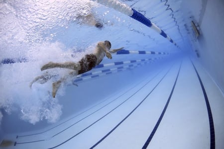 swimming in pool