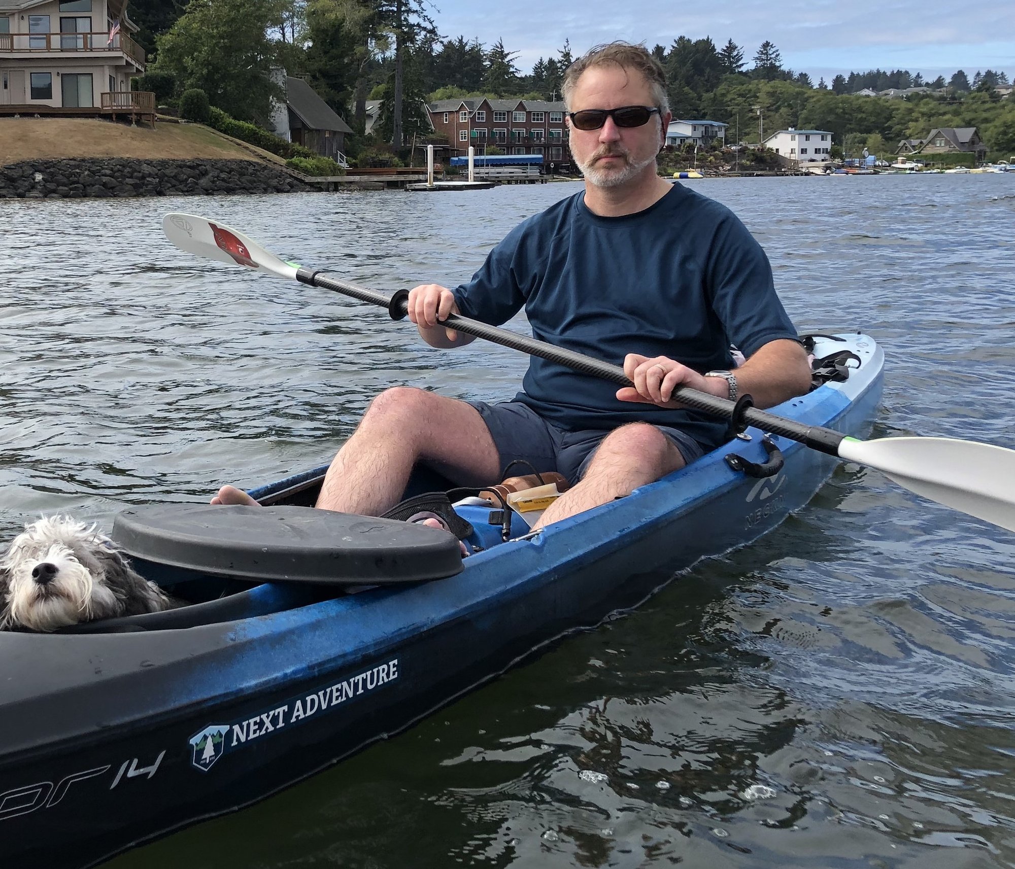 Real Esteem patient on a lake in a kayak.