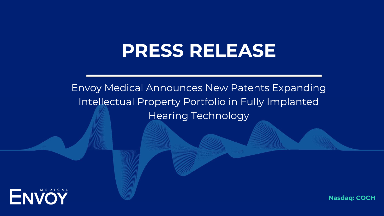 Blue background with sound wave and Press Release title